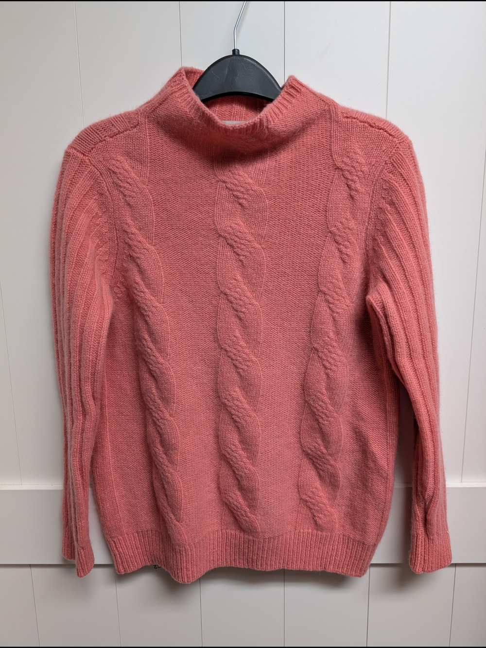 Chico's Cashmere Coral Cable Turtleneck Sweater, Large